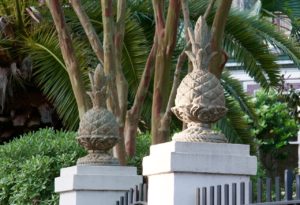 Pineapple statues outside of a home in Mt. Pleasant.